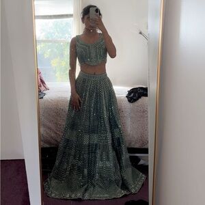 ON HOLD Green and Silver Heavy Lehenga
